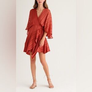 Vonda Stripe Jacquard Long Sleeve Satin Minidress